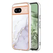 Yb Imd Soft Tpu Cover For Google Pixel 8a, Marble Pattern Electroplated Edge Phone Case