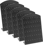 [SAHENITEANA] Acrylic Earring Holders L-Shaped Earrings Ear Studs Display Stands, 5Pcs 48 Holes Plastic Earring Display Rack L-Shaped Earring Display Board,Earrings Ear Studs Jewelry Show Display Rack Stand (Black)