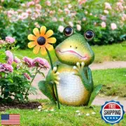 chisheen Garden Frog Statue Outdoor Decor Metal Frog Yard Art Sculpture