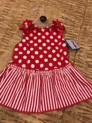 SIMPLY WAG RED POLKA DOT/STRIPE Strappy Dress Puppy/Dog small