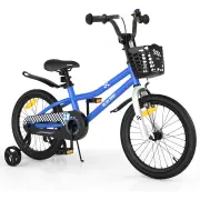 CostwayChildren Training Bicycle with Handbrake and Coaster Brake-Blue-18 inches