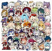 50 Packs Genshin Impact Stickers Water Bottles Laptop Phone Motorcycle Computer Guitar Skateboard Hydroflasks Anime Game Vinyl Sticker Waterproof Aesthetic Trendy Decals for Teens Girls Adults