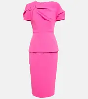 [Safiyaa] Safiyaa Peplum crêpe midi dress AU 14 pink