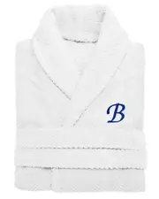 Linum Home Textiles Unisex Herringbone Weave Bathrobe (Monogram, A-Z)