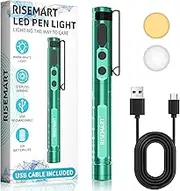 RISEMART Pen Light for Nurse, Rechargeable LED Medical PenLight, Warm/Cool White & Stepless Dimming, Portable Medical PenLight for Nurse, Doctor, First Aid, EMT, Nursing,Nursing Student (Green)
