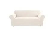 Stretch Sofa Covers Couch Covers Sofa Slip Covers Furniture Slipcovers Non Slip with Elastic Bottom, Checked Jacquard Fabric, 1/2/3/4 Seater, N.Ivory