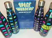 Atari Space Invaders Metal Water Bottle 4 Pack Set New