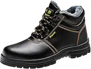 [SDEQA] Leather Safety Work Boots for Mens Indestructible Construction Shoes Comfortable Durable for Construction Workers for Work Construction