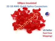 100 Red Quick Splice Tap Wire Terminal Connector 22-18 AWG Gauge Insulated