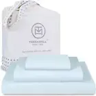 Luxury 800 Thread Count 100% Cotton Sheets - Light Blue Sateen Weave Twin Size B