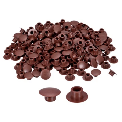300Pcs Screw Hole Plugs, 6mm(1/4") Dia Plastic Button Plugs, Red Brown