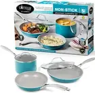 Gotham Steel Aqua Blue Nonstick Ceramic (5 Piece ) Cookware Set with Ceramic Coa