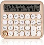 GUDTEKE Mechanical Switch Calculator, Desktop Calculator 12 Digit Large LCD Display Big Button Calculator Apricot Clear Standard for Daily and Basic Office,Automatic Sleep,with Battery GT-S10-JSQA