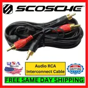 Scosche Audio RCA Cable Interconnect Connector Gold Plated 25ft Black Color Kit