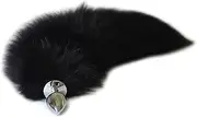 Versatile Tail Stainless Steel Fox Tail: Sensual Anal Plug & Stylish Keychain (Black, Medium Plug)
