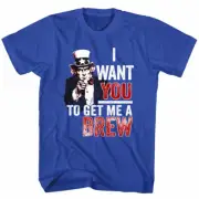 Drunk Society Uncle Sam Men's T Shirt I Want You to Get me a Brew Drinking Booze