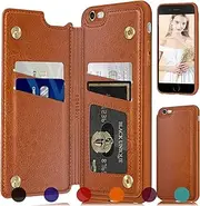 XcaseBar for iPhone 6 Plus/6S Plus Wallet case with[RFID Blocking][4 Credit Card Holder],Back Flip Book PU Leather Phone case Protective Cover Cellphone Women Men for Apple 6Plus case Light Brown