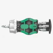 Wera 008885 Kraftform Kompakt RA 3 Ratcheting Stubby Screwdriver with Bit Storag
