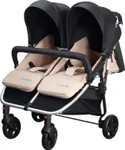 DuoSync Twin Pram Double Pram Twin Stroller Tandem New Born Toddler Baby Jogger Grey