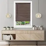 Cordless Room Darkening Venetian Blind - 23 Inch Width, 64 Inch Length, 2" Vinyl Slat Size - Mahogany - GII Luna Light Filtering Horizontal Mini Windows Blinds for Interior by Achim Home Decor