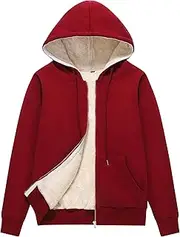 [Flygo] Women's Zip Up Hoodie Winter Sweatshirt Fleece Sherpa Lined Warm Jacket