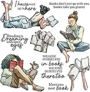 Knowledge Reading Books Girls Dies and Stamp Sets for Card Making DIY Scrapbooking Paper Crafting Handmade Crafts Reading is Dreaming with Open Eyes Words Clear Rubber Stamps Arts Crafts Metal Die Cut
