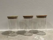 3 Pcs (650ml)Glass Jars Set Spice Jars Storage Container Candy Jar W/ Bamboo Lid