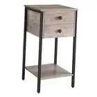 Tall Nightstand, Bedside Table with 2 Drawers and Storage 1 Greige+black