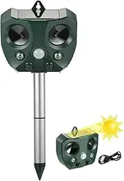 Leona Co Solar Ultrasonic Animal Repeller, Outdoor Weatherproof Repellent Deterrent with Motion Sensor for Lawns, Garden, Repel Dogs, Squirrels, Chicken, Raccoon, Rabbit, Rat, Possum (1 Piece)
