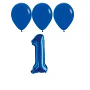 Number 1 Blue Balloon 32 Inch Foil Mylar Birthday Milestone 3 Matching Blue