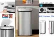 Devanti Sensor Bin 60L Motion Rubbish Automatic Stainless Steel Trash Can Silver