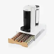 ineshi Bamboo PodStash® for Vertuo - Coffee Pod Storage Drawer/Holder/Compatible with Nespresso, Holds 40 (Ghost White)