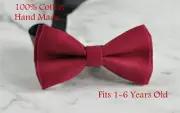 Boy Kids Baby 100% Cotton DARK RUMBA RED Bow Tie Bowtie Wedding 1-6 Years Old