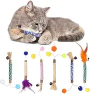 Heyu-Lotus 6 PCS Silvervine Cat Chew Sticks, Cat Chew Toy Kitten Teething Toys Natural Cat Dental Sticks Indoor Kitten Teething Cat Teeth Cleaning and Stress Release