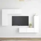 4-Piece Set Wooden TV Cabinet Entertainment Unit Stand Storage Shelf Table White