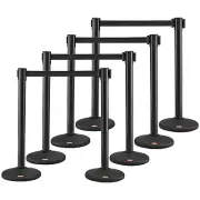 VEVOR Crowd Control Stanchions Barriers 8-Pack with 4PCS 6.5FT Retractable Belt