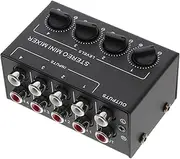 Hoement Mini Passive Stereo 4-Channel Audio Mixer for Live No Power Supply Required