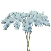 6Pcs 41" 9 Heads Artificial Orchid Stems Faux Phalaenopsis, Grey Blue