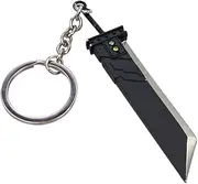 Evere FF7 Remake Keychain - 3.9 inch Key Charm Game Accessory, Black and Steel Grey