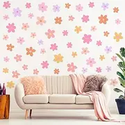38.58X38.19 Inch Spring Daisy Wall Decals Flower Wall Stickers Pink Yellow Daisy Decals Peel and Stick Stickers for Baby Nursery Bedroom Living Room Toddler Playroom Home Decor