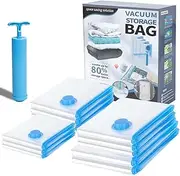 [Generic] Vacuum Storage Bags Pack of 16(4 Jumbo,4 Large,4 Medium,4 Small)-Space Saver Sealer Compression Bags with Hand Pump for Clothes,Duvets, Comforters, Blankets, Pillows, Curtains & Travel