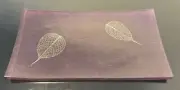Rare Annieglass Fallen Leaf Eggplant Glass Slab/Platter Large 15” X 8”
