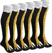 [Abnaok] 3-Pack Novelty Funny Crazy Socks Chicken Leg Socks Womens Mens Knee-High Turkey Socks Funny Gifts, Black, 3-5