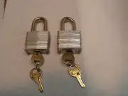 2 Master Lock No Band No. 3 - Heavy Duty Padlocks with 2 Matched Keys EACH!