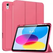 For Apple iPad 10th Gen Case, 10th Generation 10.9 inch 2022 Folio Leather Case Cover With Pencil Holder (Red)