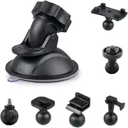 Car Suction Cup for Dash Cam Holder with 6 Types Adapter Black