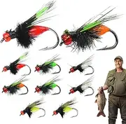 Fly Fishing Lure - Fly Fishing Bait, 10pcs Trout Fly Lures Set | Animated Saltwater Fishing Fly Kit Lures Set, Colorful Hook Dry Bait Realistic Baits Lures Fishing Supplies for Freshwater Topwater