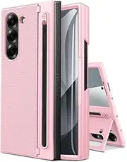 [NINKI] for Samsung Galaxy Z Fold 6 Case with S Pen Holder, Pink Galaxy Z Fold 6 Phone Case with Hidden Stand & Screen Protector, Slim Thin Hard Shockproof Protective Cover for Z Fold6 5G Women – Pink