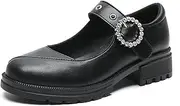 [ZIRIA] Genuine Leather Women's Pumps Spring Autumn Plus Size Mary Janes Vintage Med Heels Shoe