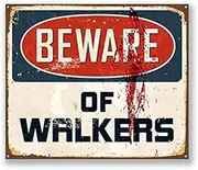 Beware of Walkers Sticker Decal Fun Sign Zombie Walking Dead - Sticker Graphic - Auto, Wall, Laptop, Cell, Truck Sticker for Windows, Cars, Trucks